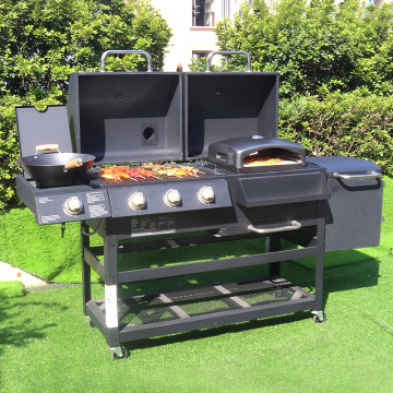 4 bruciatori ibridi a gas ibrido e griglia barbecue per cottura all'aperto