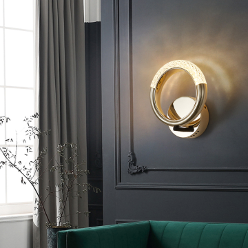 Rose Gold Acrylic Round Ring Wall Lamp for Modern Decor