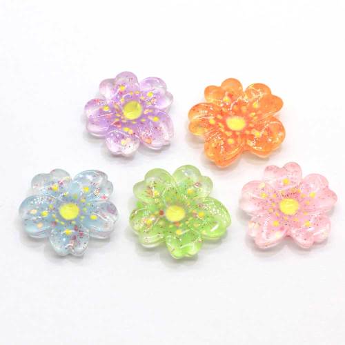 Vente en gros belle fleur de cerisier en forme de mini cabochon en résine pour ornements de chambre de fille ou décor de téléphone breloques en perles