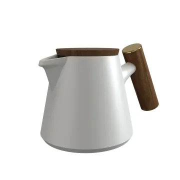 Ceramic Tea Pot with Wooden Handle - DHPO New Design Elegant White Japanese Tea Kettle