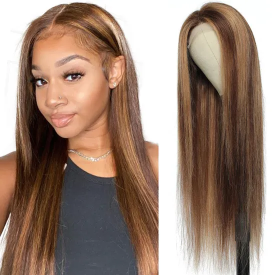 Piano 30 Inch Long Straight Brown 4x4, 13X4 Transparent Lace Highlighted Human Hair Wigs 10a Highlight Body Wave Hair Full Wig