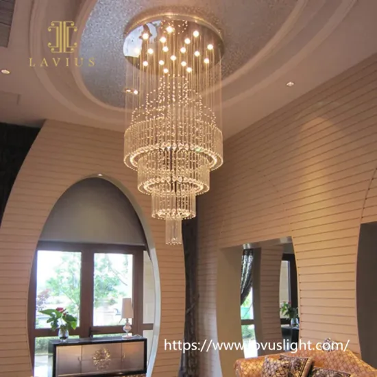 High luxury modern crystal chandelier Staircase hotel lobby crystal light Large project custom chandelier