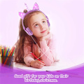 Over Ear Wired Kids Unicorn Headphone with LED