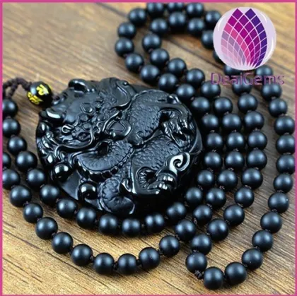 50x45x13mm black obsidian dragon pendant