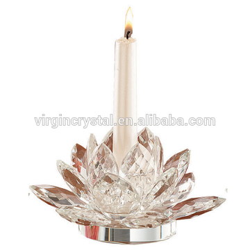 Crystal beautiful clear lotus flower candle holder for wedding decoration gift