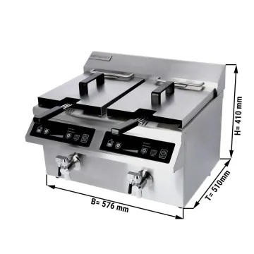 CE Approval 2 Tank 2 Basket Commercial Countertop Electric Deep Fryer with Tap