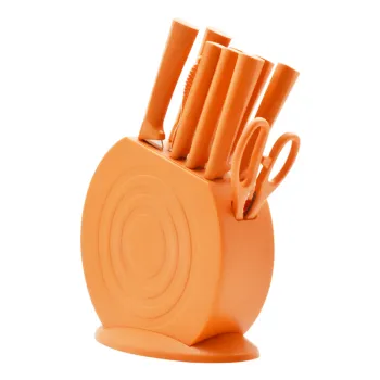 Stainless Steel Kitchen Knife Set with Block - 6 Pcs