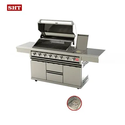 Outdoor Kitchen Thermometer Grill High Power 8 Burners BBQ Grills