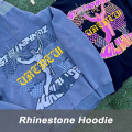 Rhinestones kan anpassas Logo Zipper Hoodie