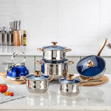 Stainless Steel Belly Pot Set With Glass Cover