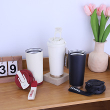 Ceramic inner cup double drinking straw cup