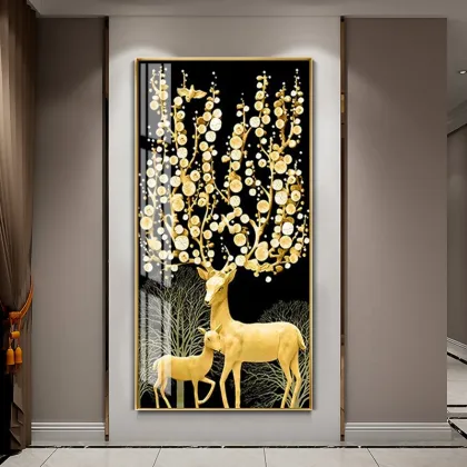 Fortune Golden Tree Abstract Crystal Porcelain Painting Art Decoration