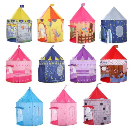 Large Foldable Princess Castle Tent with LED Lights for Kids Play