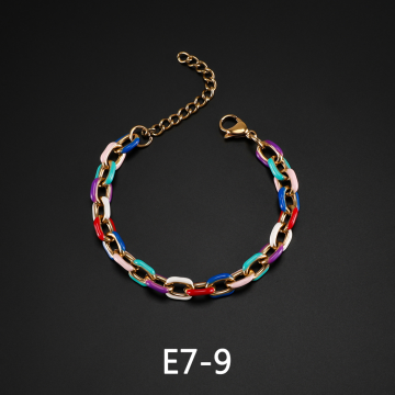 Brazalete mixto hueco de esmalte arcoiris de titanio