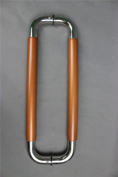 Pull Handle In Stainless Steel With Wood Insert