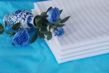 T-250 Stripe White Bed Sheet For Hotel
