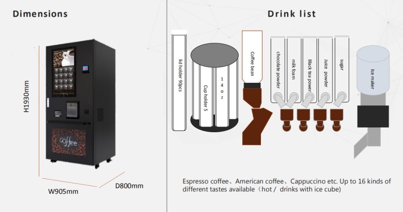 LE308G Intelligence Coffee Vending Machine for Hot and Iced Drinks