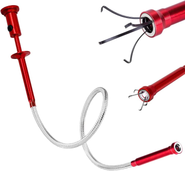 Red Stainless Steel Flexible Magnetic Claw Grabber Tool with LED Light, 27.55 Inches, 700MM, Unisex Style