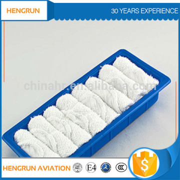 Bleach rose scented airline cotton disposable cold towel in tray