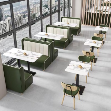 Heiße Verkäufe: Moderne Restaurantmöbel - Massivholz -Lederkabine Esszimmerstühle und Tische