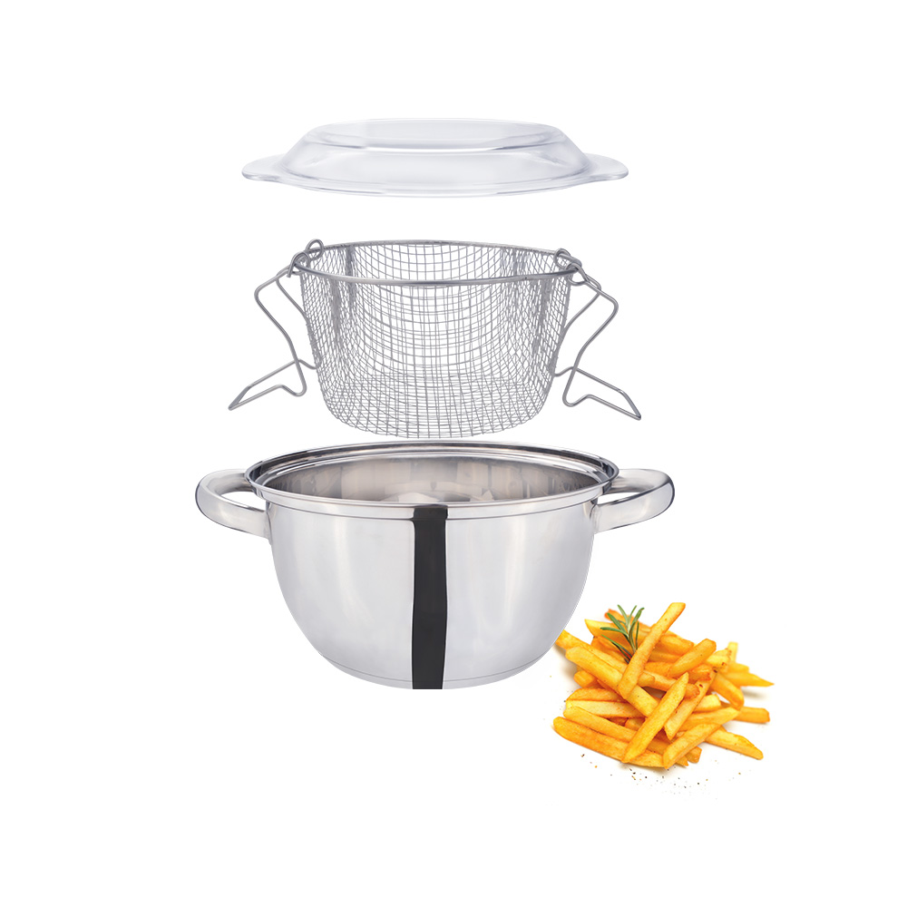 Stainless steel french fries pot with basket