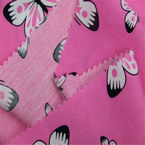 Pink Butterfly Printed With Cotton Poplin Fabric