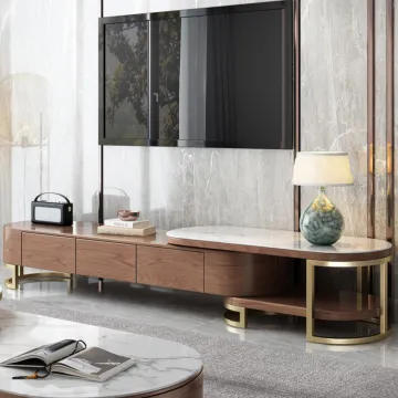 Modern Wooden Walnut Storage TV Cabinet Stand