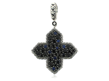 Grande traversa pendente con diamante falso nero