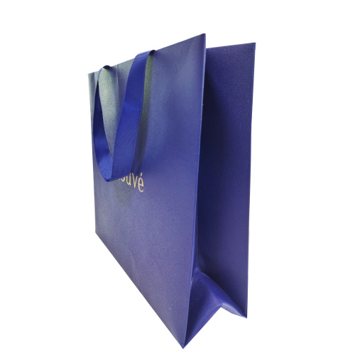 Blue color gold foil clothing shopping paper bag