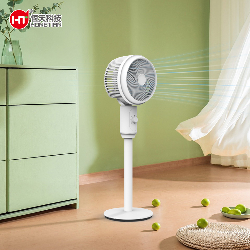 HONETIAN AC 3 speeds 90 degrees auto oscillation knob control 8 inches circulator white colour indoor plastics stand fan
