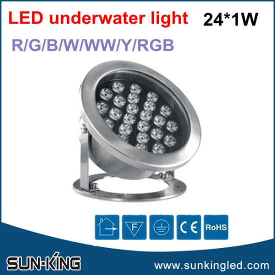 Promotional 24W led outdoor underwater light AC/DC24V, underwater led fountain lighting 24X1W