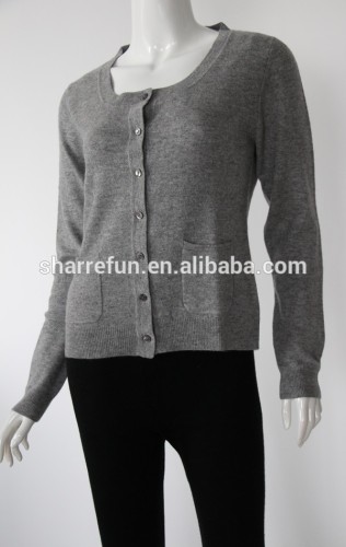 classic short style women 12gg cashmere cardigan