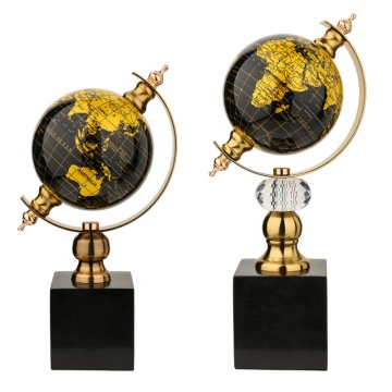 Luxury Modern Ornaments Desktop World Globe with Marble Base for Home & Office Decor