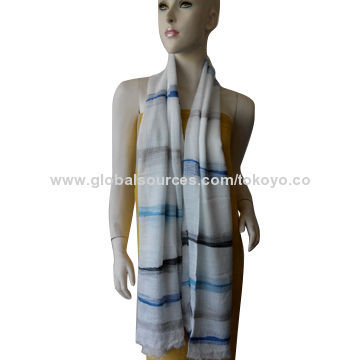 Viscose and modal scarf in cut jacquard pattern, yarn dyed and nice texture, 180x70+1.5cm