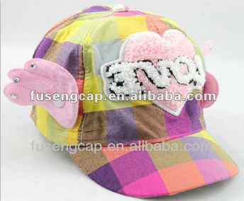 Winged embroidery cute children baseball cap