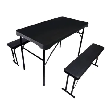 Plastic Folding Table and Bench Set: Portable Outdoor Furniture for Patios, Balconies, and Camping