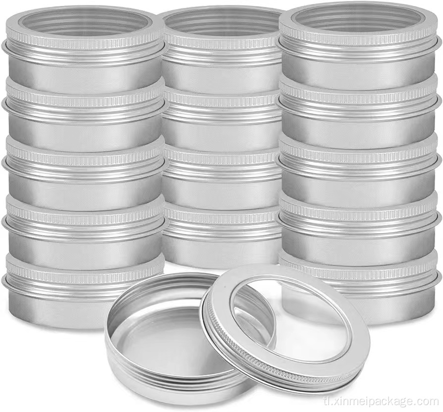 60ml pasadyang metal lata na may malinaw na window top
