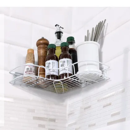 Bathroom Corner Shelf Organizer - Metal Storage Rack for Kitchen and Sink