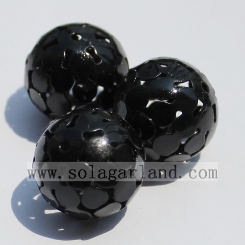 Round Metal Carved Hollow Spacer Charms Beads For Jewelry Making