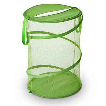 High quality Spiral foldable washable pop up round mesh laundry hamper