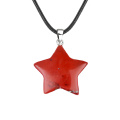 Red Jasper 30mm Star Pendant Pendant Necklace 45cm Black Cord