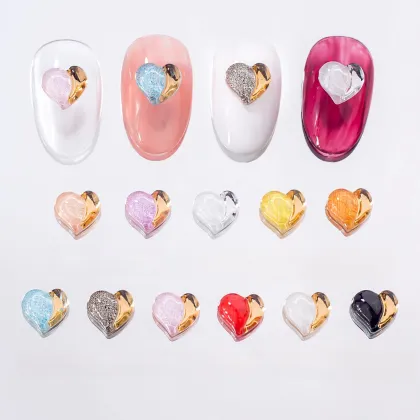 Two Tone Purple Peach Resin Diamond Nail Accessories