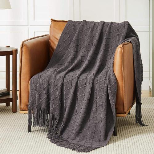 China Cozy Luxury Microfiber Knitted Throw Blanket with Tassel Manufactory