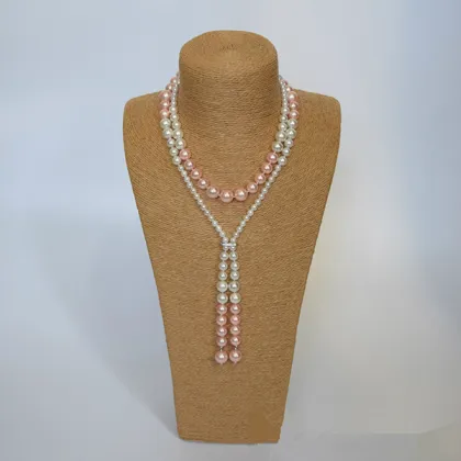 Handmade Pearl Knots Jewelry Long Shell Pearl Necklace