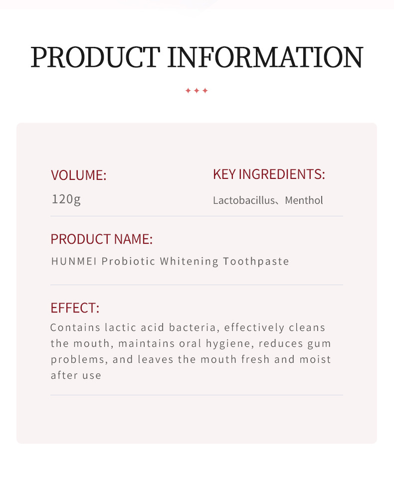 Hunmui Probiotic Whitening Toothpaste: Fresh Breath, Herbal Ingredients ...