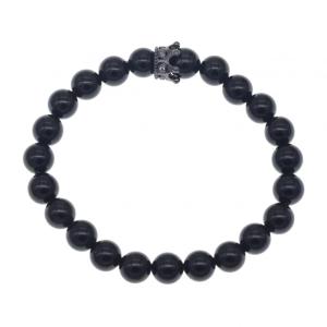 Amistad pulsera de corona de ágata negra para hombres y mujeres moda