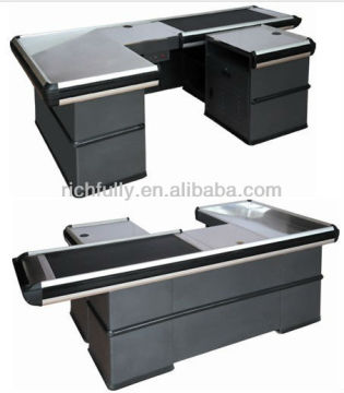 2016 China Factory direct sale Electronic Supermarket Checkout Counter with Conveyor Belt, cashier desk