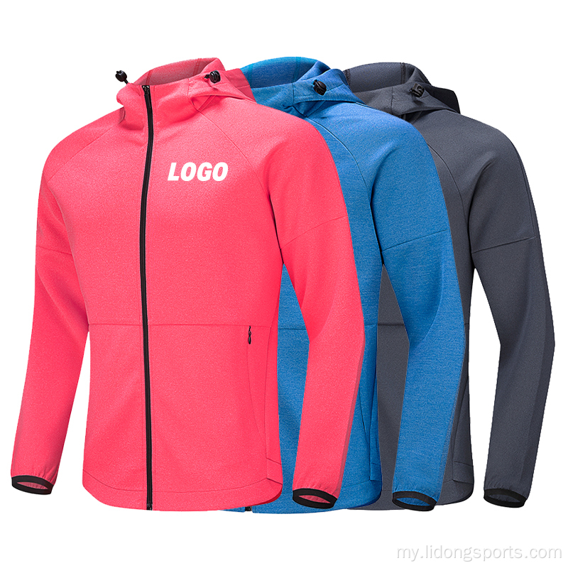 Hoodies နှင့်အတူ zipper polyester ဂျာကင်အင်္ကျီ