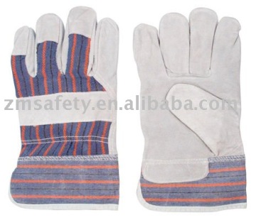 Natural color cow split leather glove