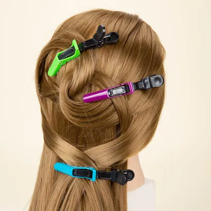 Custom Salon Women's Styling Sectioning Alligator Hair Clips - Non-Slip Plastic Hairstylist Clips